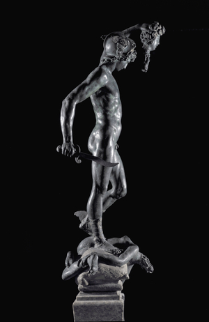 Persee holding the head of Meduse (Perseus holding Medusa's head) Bronze sculpture by Benvenuto Cellini (1500-1571) 1545-1554 Dim 79 cm Florence Museo Nazionale del Bargello