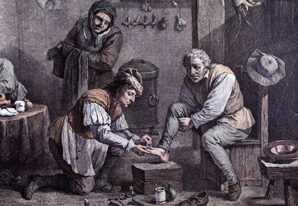 A surgery operation (engraving, 18th century)