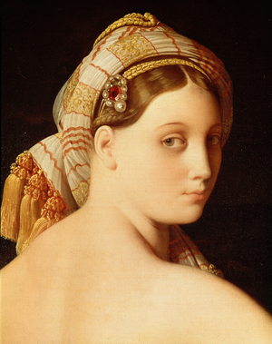 Grande Odalisque. Detail of the face, 1814 (oil on canvas)