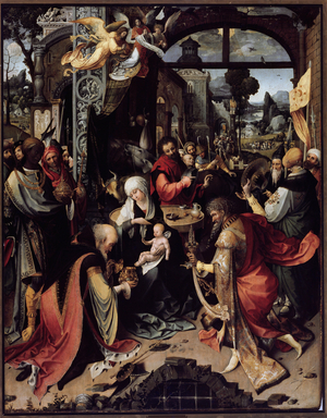 The adoration of the magi (Central panel) (oil on panel, circa 1520)