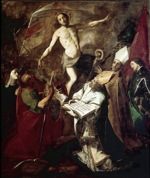 The resurrection with saints (oil on canvas, 1626)
