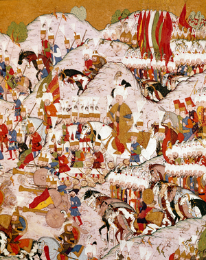 Representation of the Battle of Mohacs on 29/08/1526, detail (miniature, 16th century)