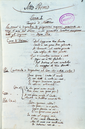 'Atto Primo', First page of libretto of Lichtenthal's adaptation of Mozart's 'Idomeneo, Re di Creta', 1843 (ink on paper)