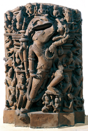 The Hindu divinity Vishnu in the form of a boar. Chandela period, 10th century (relief)