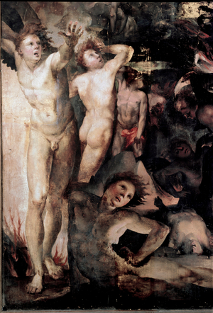 Saint Michael Chasing Rebel Angels, detail. 1524-1525 (painting on wood)