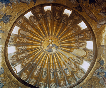 South dome of the narthex with Christ in the center, 1315-1321 (mosaic)