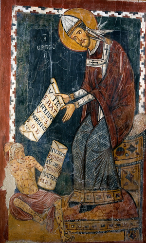 St. Gregory the Great, with Job at his feet, c.1224 (fresco)