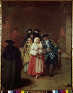 The New World (Il mondo nuovo) - Painting by Pietro Longhi (1702-1785), oil on canvas, 61x49 cm, circa 1756. Venezia, Fondazione Querini Stampalia