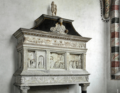 View of the funeral monument of the family della Torre sculpted by Francesco and Tommaso Cazzaniga (15th century) 1483 (View of the monument of family della Torre sculpted by Francesco and Tommaso Cazzaniga) Milan, Basilica di Santa Maria delle Grazie Italy