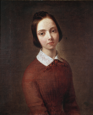 Portrait of a young girl (oil on canvas, 19th century)