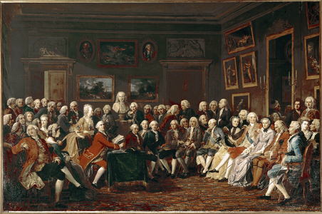Reading of Voltaire's tragedy 'L'Orphelin de la Chine' in 1755 in the salon of Madame Geoffrin, 1812 (oil on canvas)