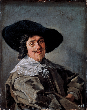 Portrait of a Man in a Yellow-Gray Fock Painting by Frans Hals (1581/85-1666) circa 1633 Dresden, Gemaldegalerie Germany