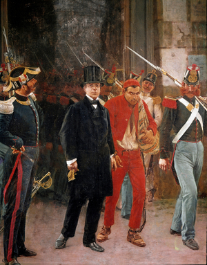 Risorgimento: “” arrest of the Italian patriot and politician Carlo Poerio (1803-1867)” Painting by Francesco Saverio Altamura (1822-1897) Naples, Museo Nazionale di San Martino