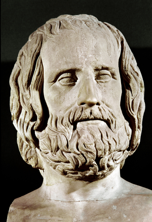 Bust of Euripides, author of Greek tragedies (Marble sculpture)