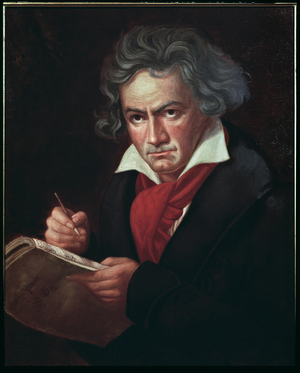 Portrait of Ludwig van Beethoven (1770-1827), German musician, composing the Missa solemnis” (Ludwig van Beethoven (1770-1827) German composer, composing a mass) Painting by Karl Joseph Stieler (1781-1858) 1819-1820 Bonn, House of Beethoven