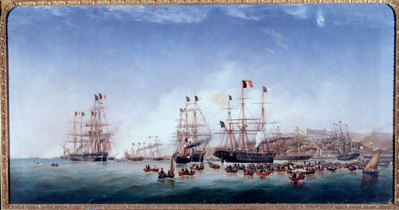Italian ship regina Maria Pia in the port of Lisbon (oil on canvas, 19th century)