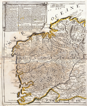 Map of the kingdom of Galicia (Spain) (Engraving, 1717)