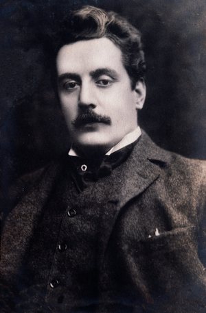 Portrait of Giacomo Puccini (b/w photo)
