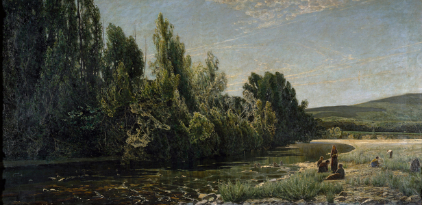 The banks of the river Bormida, Italy (oil on canvas, 19th century)