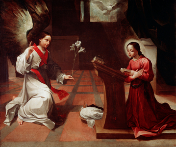 The Annunciation Painting by Lodovico Carracci (Ludovic Carrache, 1555-1619) 1585 around Bologna, Pinacoteca Nazionale - The Annunciation, by Ludovico Carracci (1555-1619). Oil on Canvas, c.1585. Pinacoteca Nazionale, Bologna, Italy