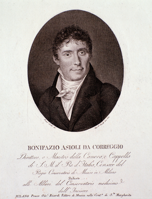 Portrait of Italian composer Bonifazio Asioli, 19th century (engraving)