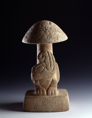 Mushroom, depicting a stylized snake,  2000 BC to AD 250 (basalt sculpture)