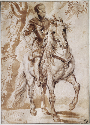 Portrait of the Duke of Lerma on horseback (Drawing, 17th century)