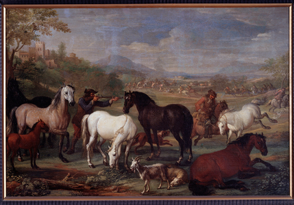 Landscapes with Horses Painting by Jan Hamilton (17th century) Dim 60x90 cm Genes, Musei di Strada Nuova (ex Palazzo Bianco)