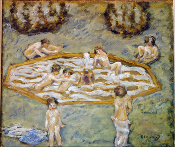 Children in the pool Children playing in the water. Painting by Pierre Bonnard (1867-1947) London, Marlborough Fine Arts