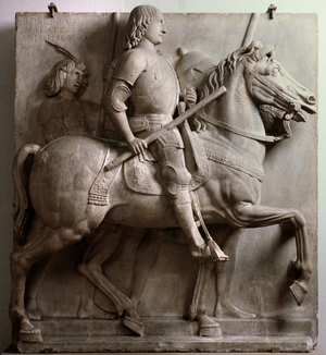 Equestrian portrait of Roberto Malatesta (marble relief, 15th century)