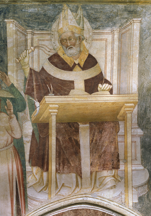 St. Ambrose (Fresco, 14th century)