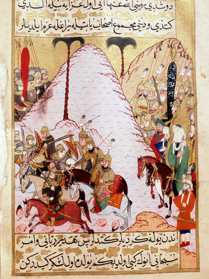 The Prophet Muhammad during the siege of Mecca, 18th century (miniature)