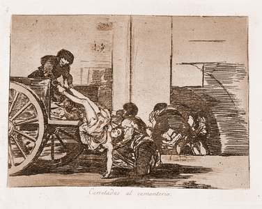 The Disasters of War : Carloads to the cemetery (etching from preparatory drawing, 1863)