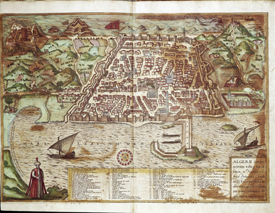 Map of Algiers - Algeria (engraving, 16th century)