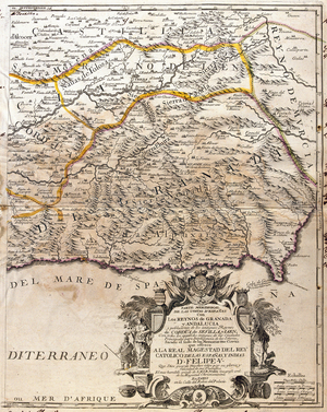 Map of the Granada Province (Spain) (Engraving, 1717)