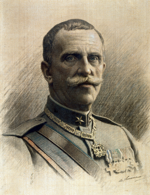 Portrait of the King of Italy Vittorio Emanuele III (Victor Emmanuel III) (1869-1947) Drawing by Angelo Vernazza (1869-1937) Dim. 97x70 cm Genes Nervi, Galleria d'Arte Moderna, inv. 0597