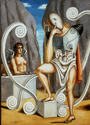 Oedipus and sphinx, 1968 (oil on canvas)