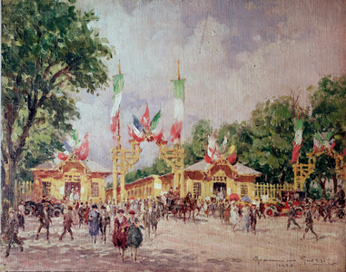The first trade fair in Milan (painting, 1920)