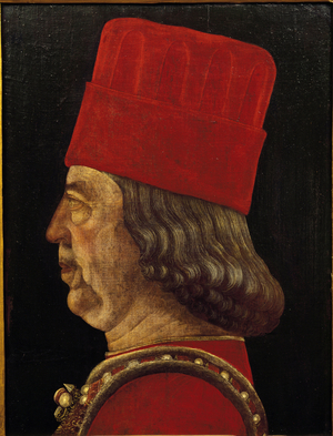 Portrait of Borso d'Este, Duke of Modene and Reggio and Marquis of Ferrara, 1471 (Tempera on wood)