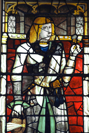 Portrait of Philip I of Hasburg (1478-1506) King of Spain Stained glass of the 15th century. Bruges, Chapel of the Holy Blood