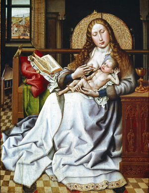 Virgin and Child Before a Firescreen, c.1440 (oil & egg tempera on oak panel)