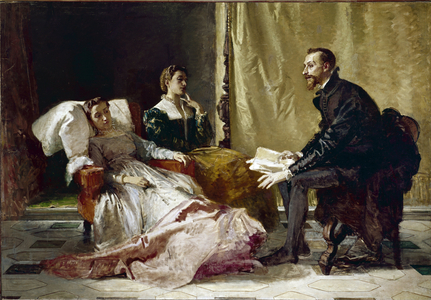 Torquato Tasso reading Gerusalemme liberata to Eleonora d'Este - oil on canvas, 19th century