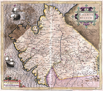 Galicia, Santiago de Compostela, Monforte de Lemos, northwestern Spain (engraving, 1596)