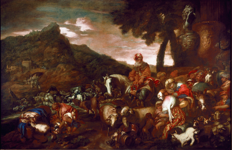 The Journey of Abraham Painting by Giovanni Benedetto Castiglione dit il Grechetto (1610-1665) 1654 Galleria di Palazzo Rosso Genes