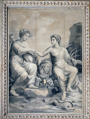 Earth and water shaking their hands in friendship (Monochrome drawing, 1805)