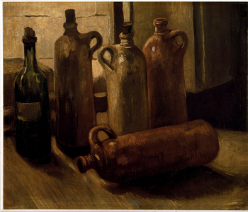 Still Life. Bottles.(Oil on canvas, 19th century)