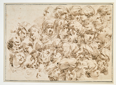 Heads (India ink drawing, 19th century)
