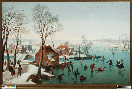 December, skaters on a lake gele (December, skaters on a iced lake) Painting by Jan Wildens (1586-1653), 17th century Dim 120x190 cm Genes, Musei di Strada Nuova (ex Palazzo Bianco)