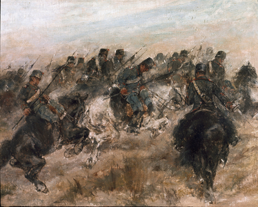 Campaign of Italy 1859:  The charge of the Piemontese cavalry. 19th century (painting)