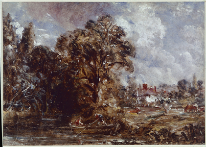 A river scene, with a farmhouse near the Water's Edge, 1830-36 (oil on canvas)